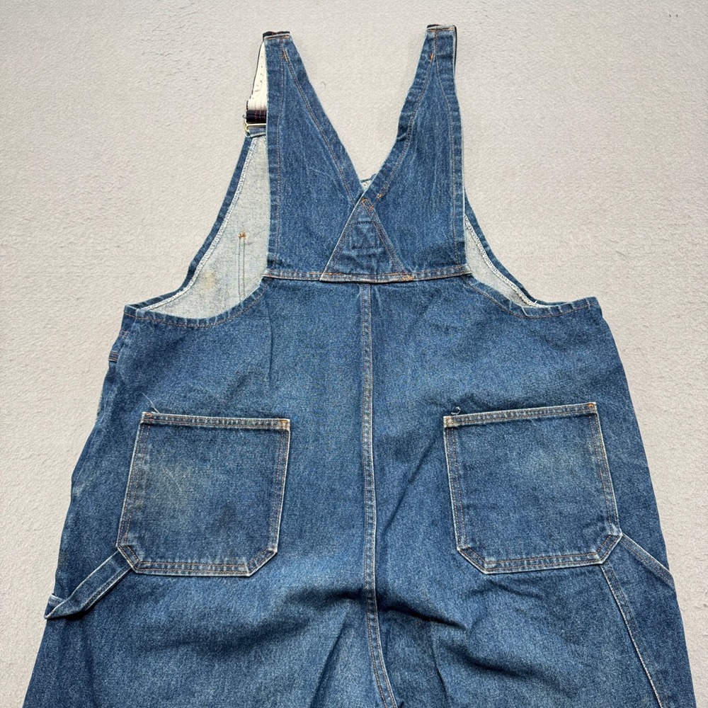 Big Bill Denim Bib Overalls Men's 48 Blue Distressed Workwear Dungarees Canada - Picture 3 of 13